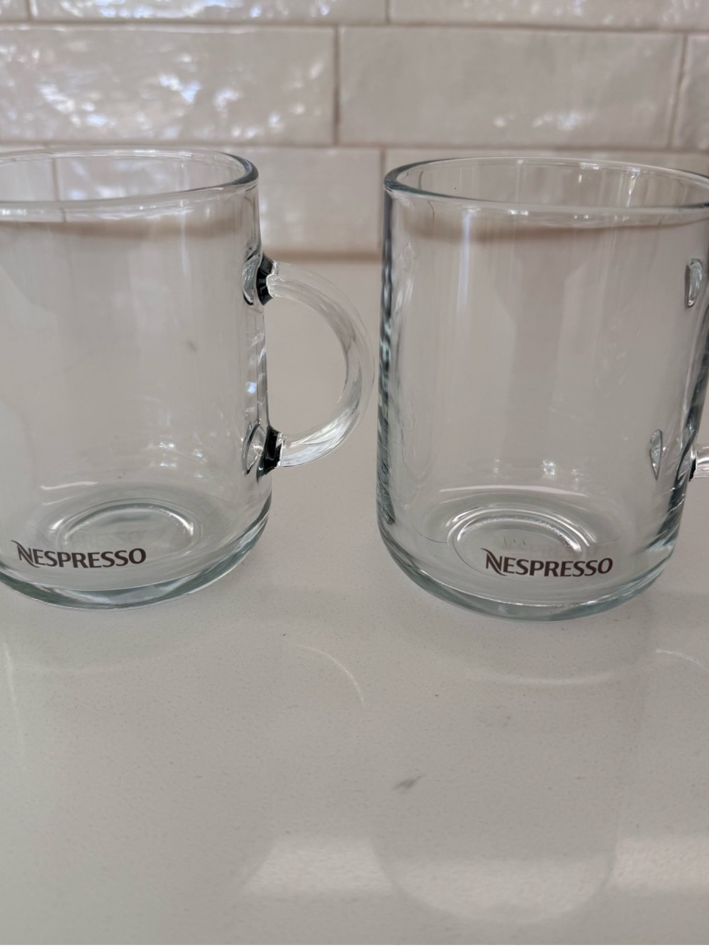 Nespresso Clear Glass Mugs with Logo - Transparent set of 2